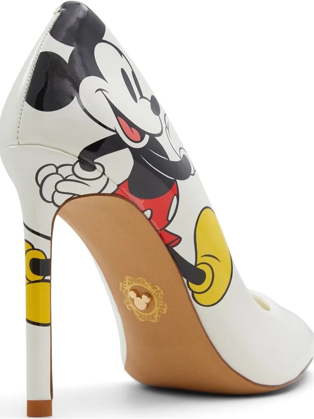 Aldo x Disney White Patent Leather Minnie and Mickey Mouse Pointed-Toe Heels - Picture 3 of 11